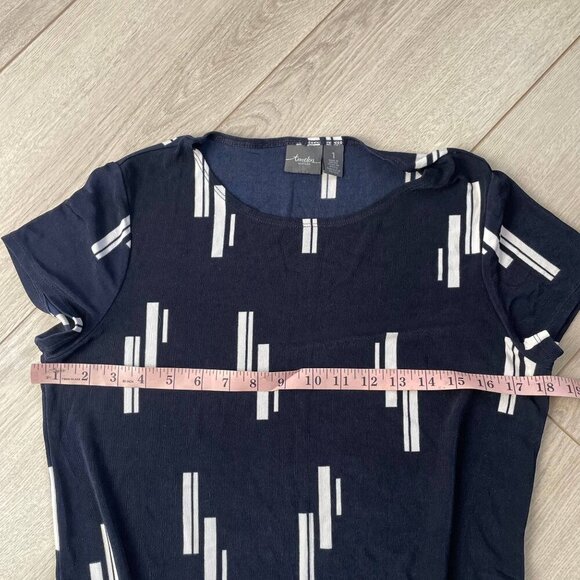 Chico's Travelers Midi Dress Women's Size 1 Navy Blue White Geometric Print - Picture 7 of 9